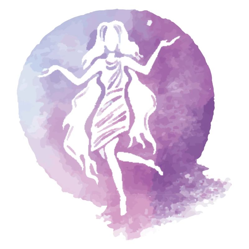 Silhouette de danseuse aquarelle violette