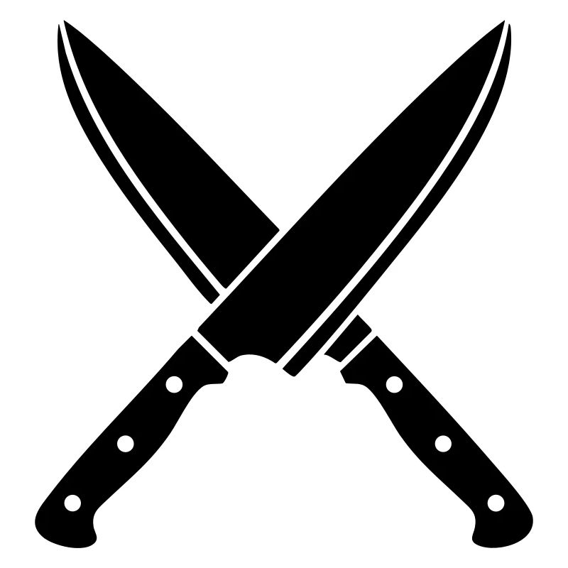 Silhouette des couteaux de chef croisés