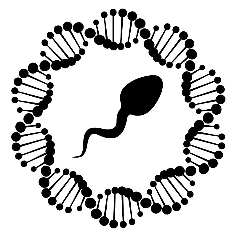DNA strand in circle with sperm sperm