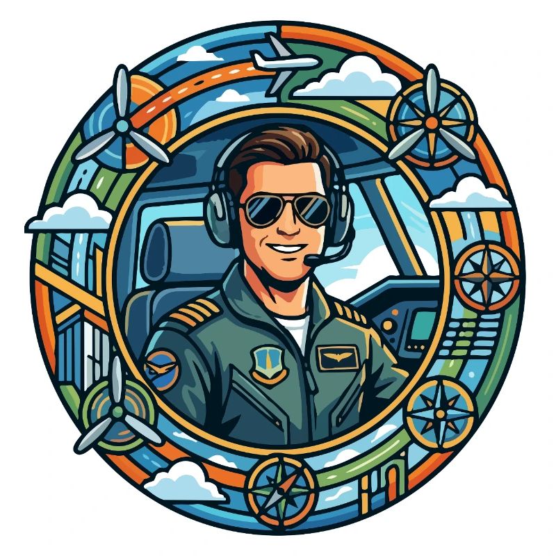 Comic Pilot in the Cockpit Sightseeing Flight