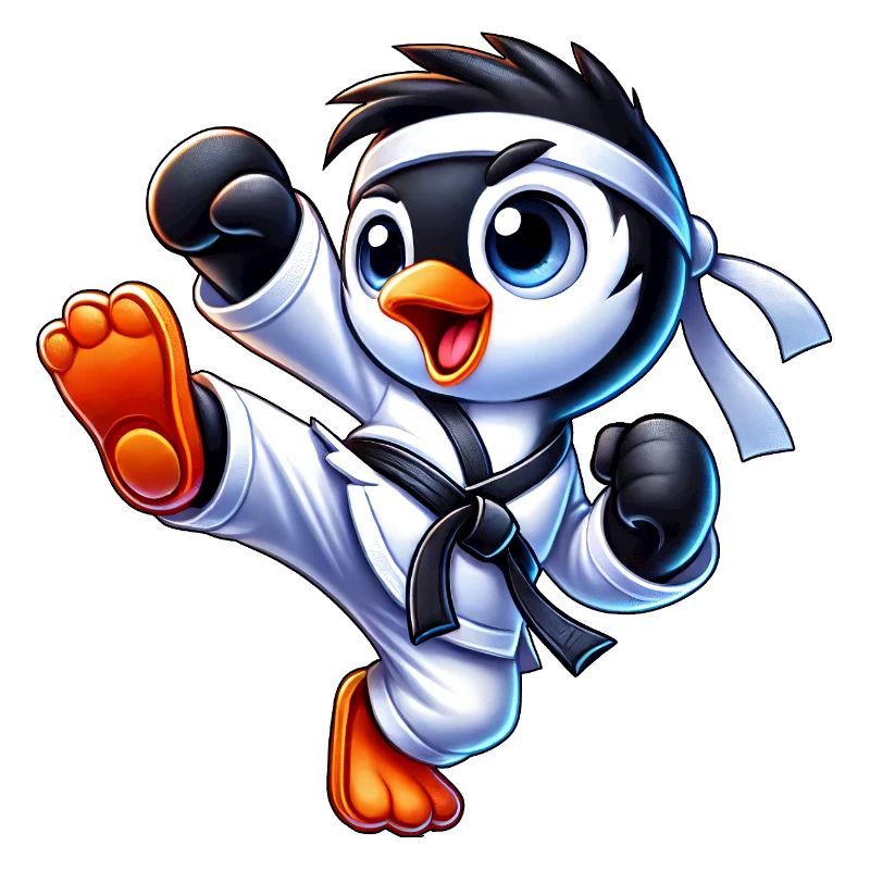Mignons Penguin Karate Kick Arts Martiaux