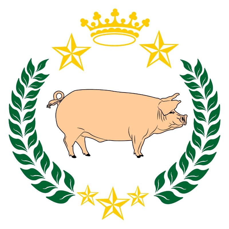 Cochon taché dans une couronne de laurier