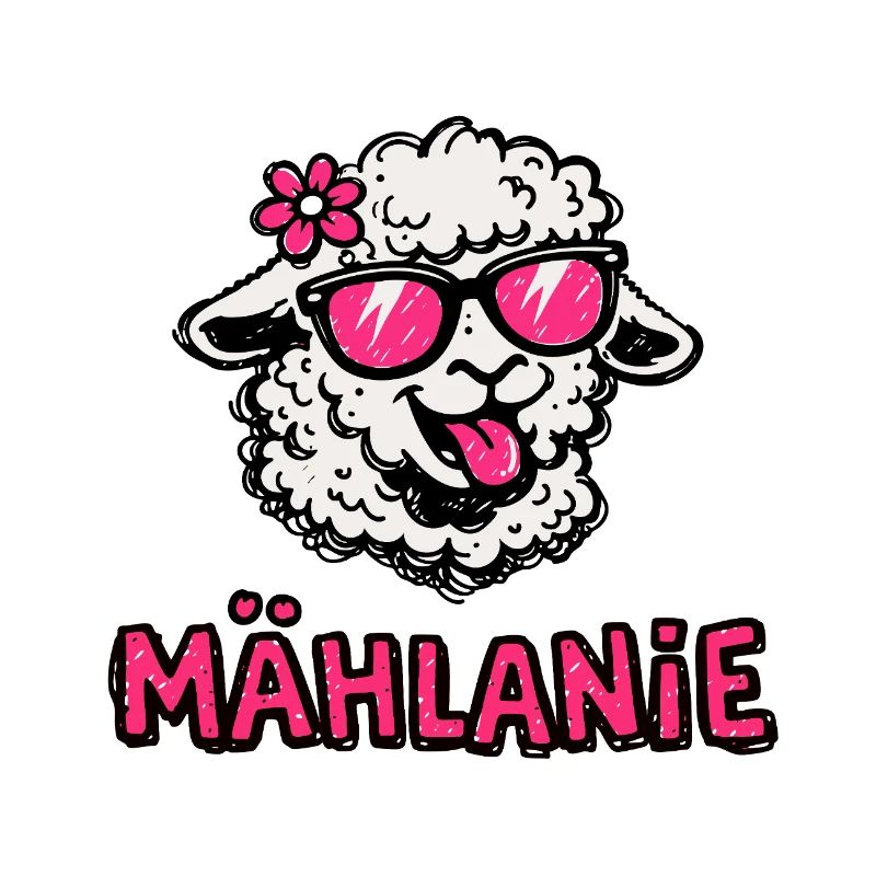Mäh Lamm mit Pink Brille Mählanie Melanie Schaf