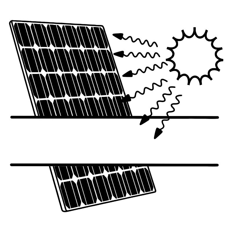 Solarpanel mit Sonneneinstrahlung und Sonne