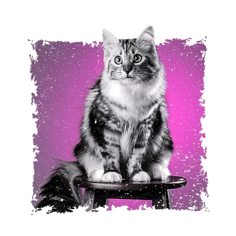 Cat Sitting on Stool | frayed edge