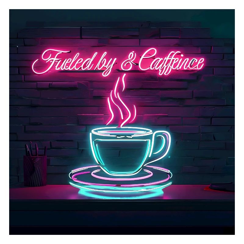 Neon Kaffeegenuss Zitate Design