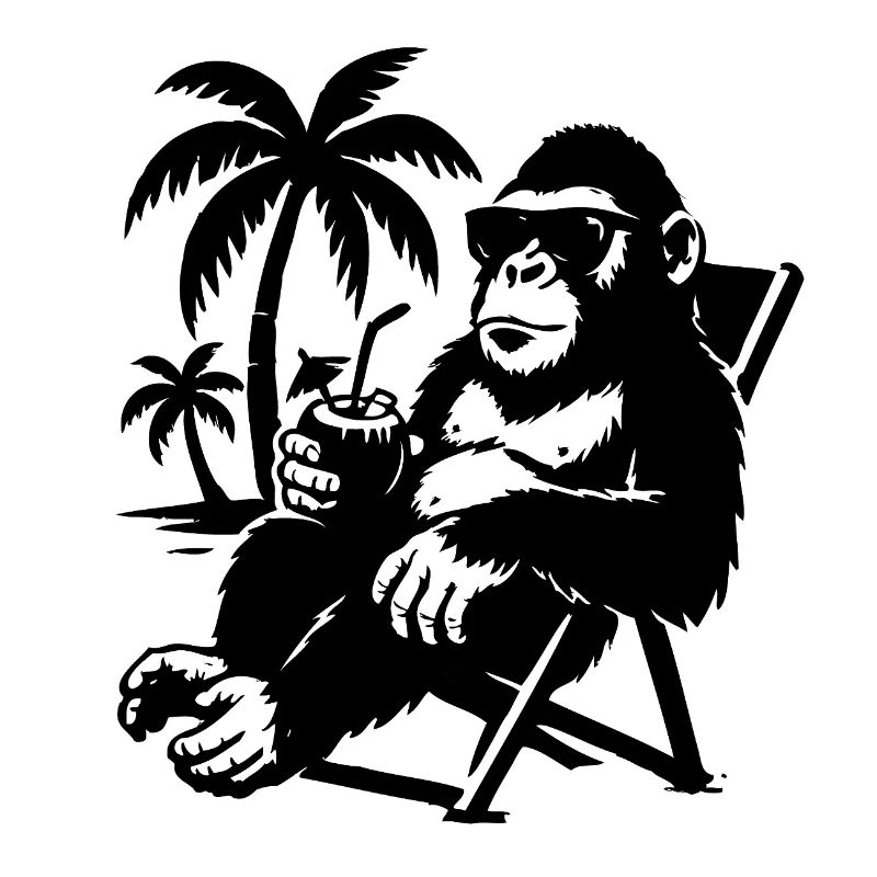 Casual monkey with sunglasses and coconut