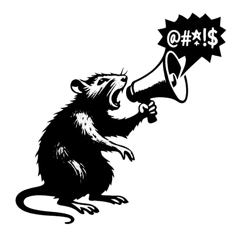 Rat with Megaphone Loud Message