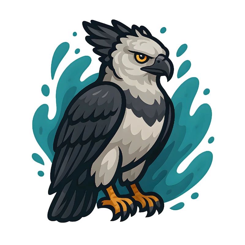 Harpy eagle with turquoise spray