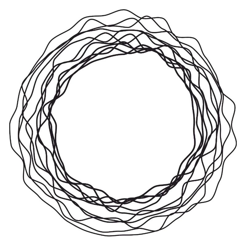 Tangled Wreath Circular Line Art