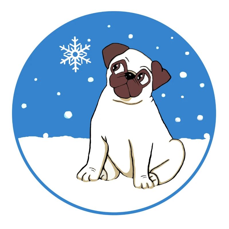Mops im Schnee