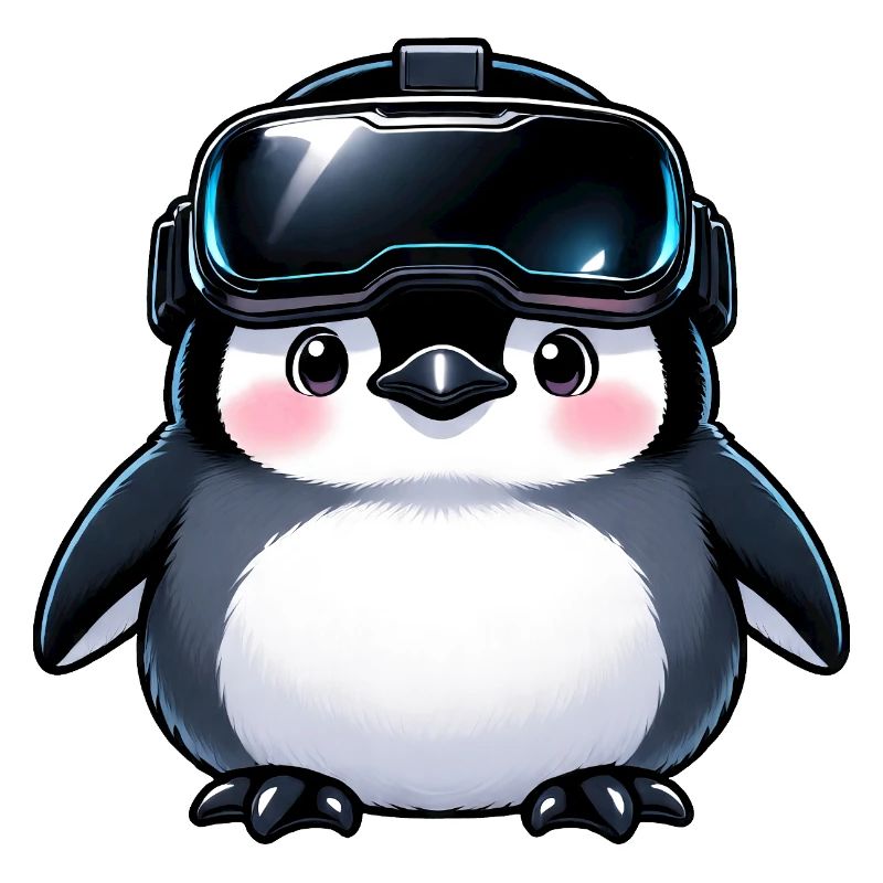 VR penguin with headset