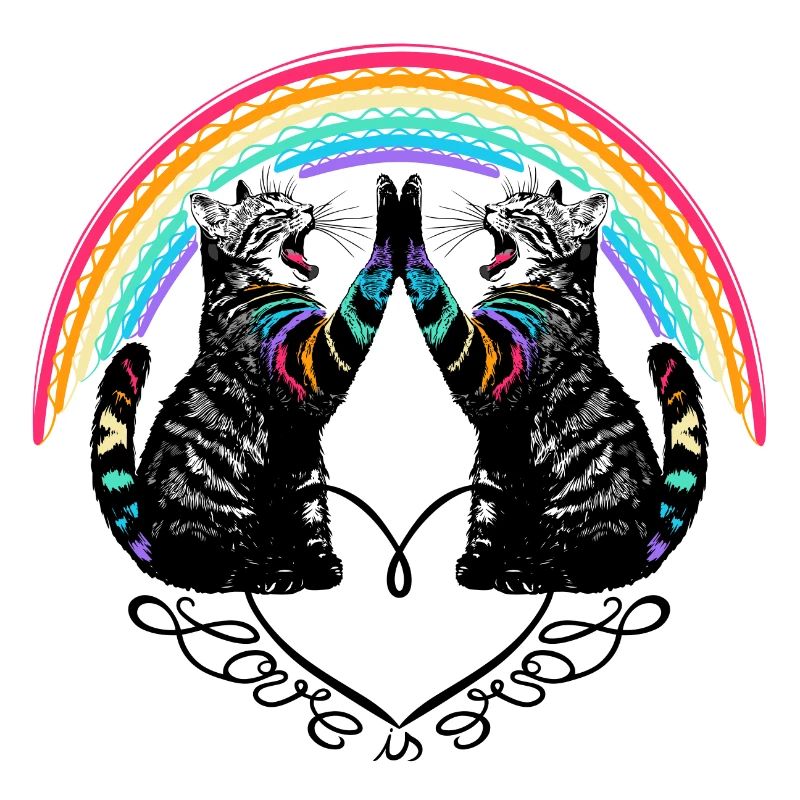 Katzen Regenbogen Love is Love Reflection