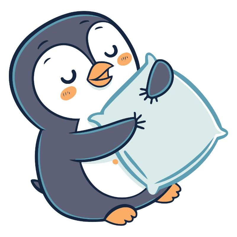Penguin Cuddle on Pillow