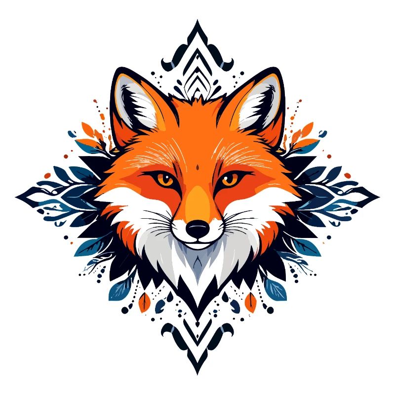 Orange Red Fox with Leaf Frame Ornaments