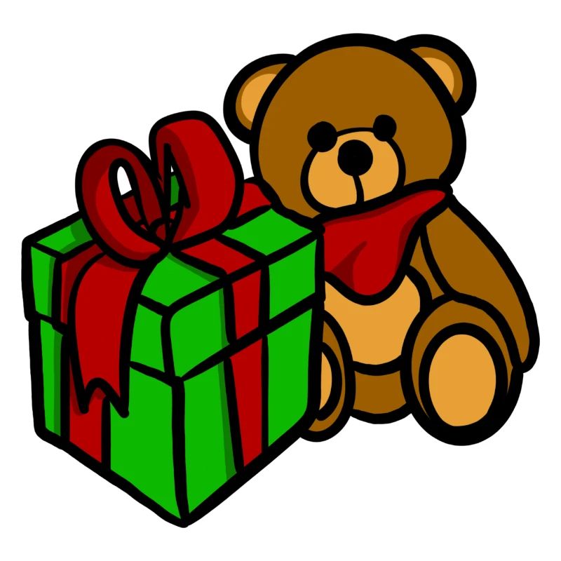 Teddy hat ein Geschenk
