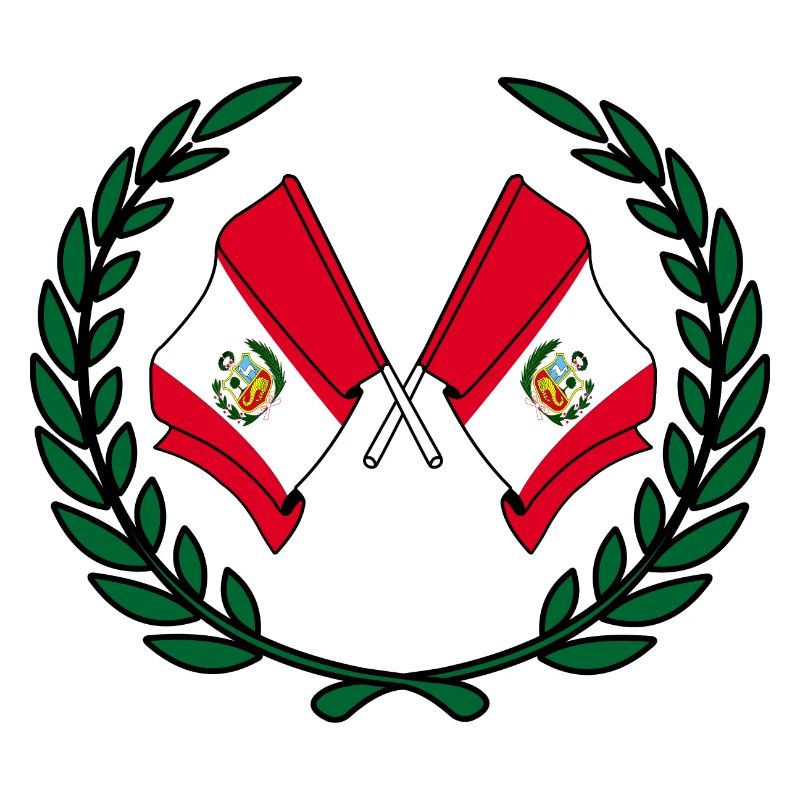 Drapeaux du Pérou en couronne de laurier