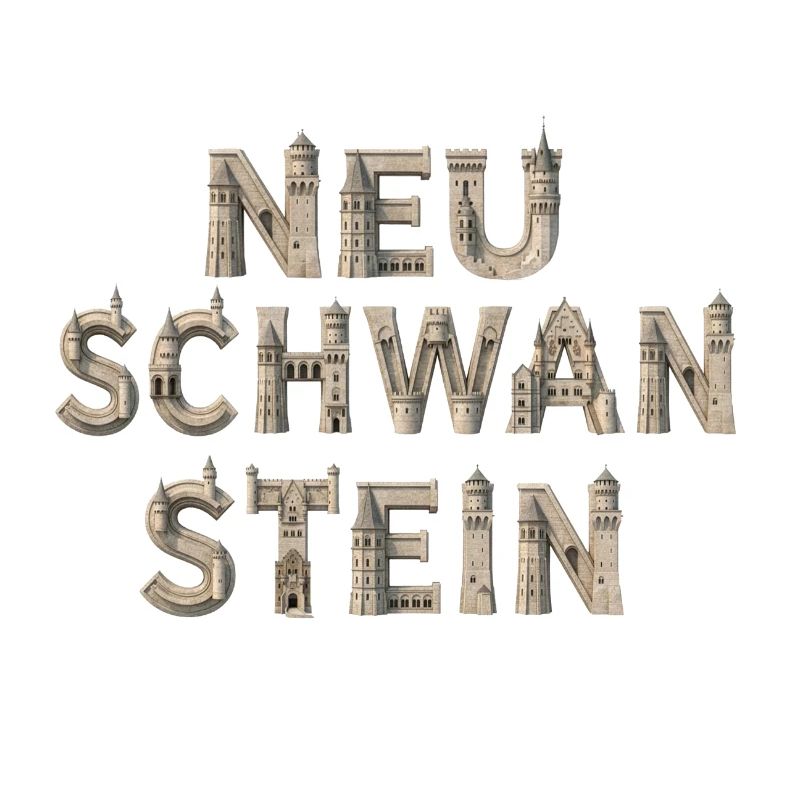 Neu Schwanstein Buchstaben aus Stein