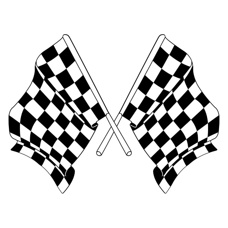 Deux drapeaux de course automobile croisés départ arrivée