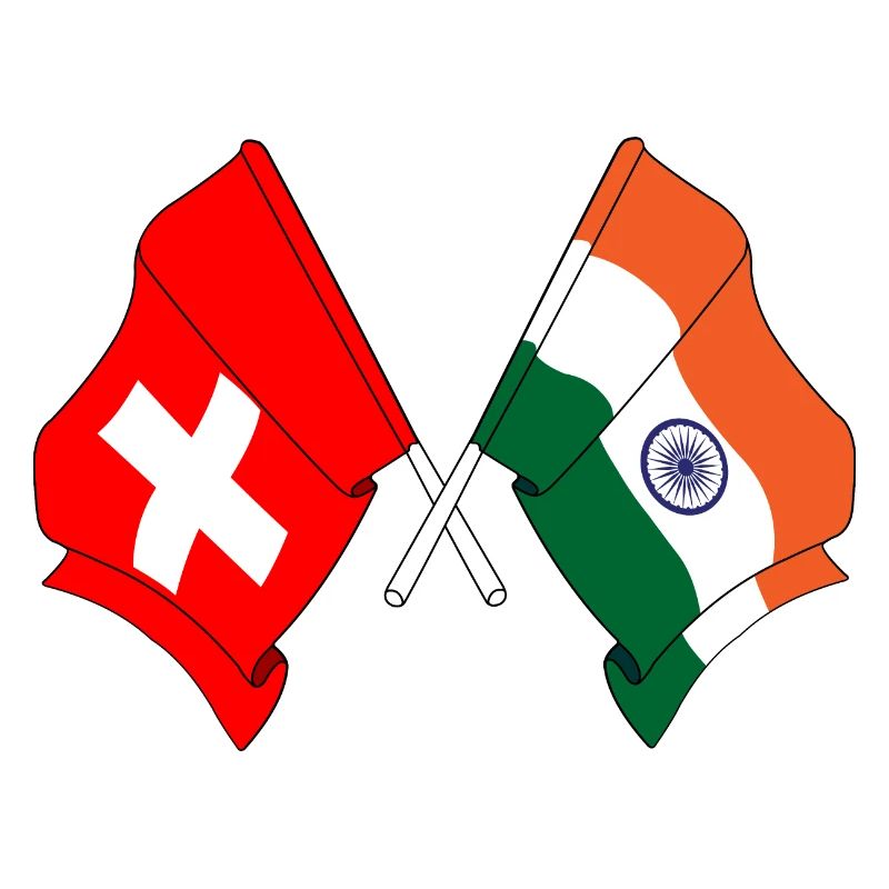 Drapeau de la Suisse et drapeau de l’Inde