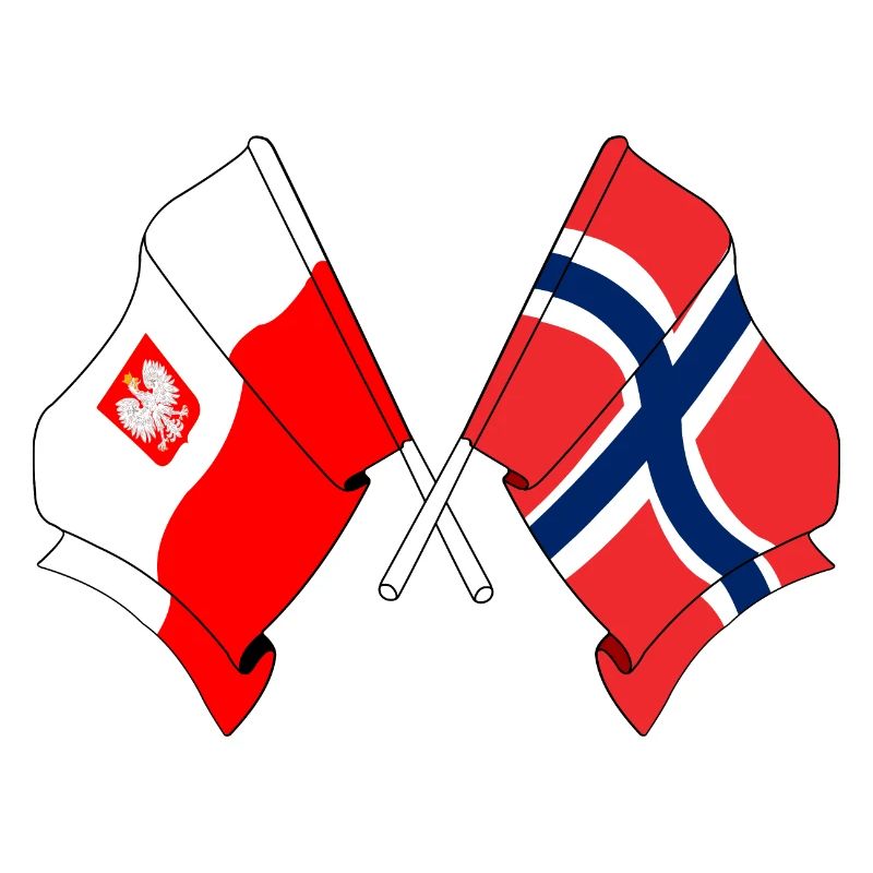 Drapeau de la Pologne et drapeau de la Norvège