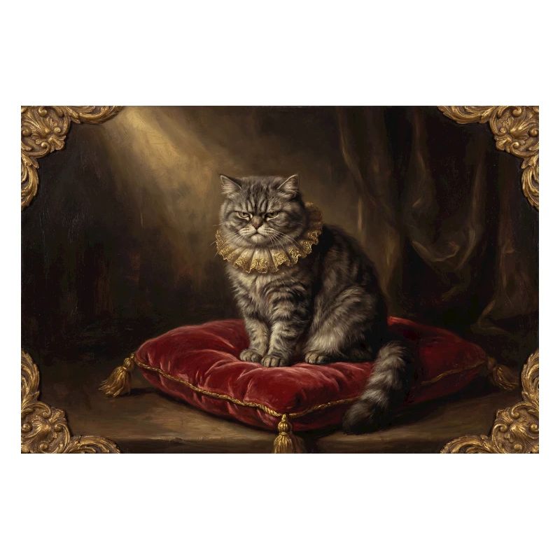 Pose du chat royal dans un cadre baroque