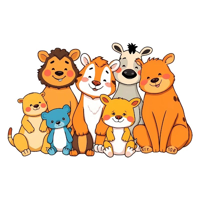 Verspielte Tierfamilie Comic Design