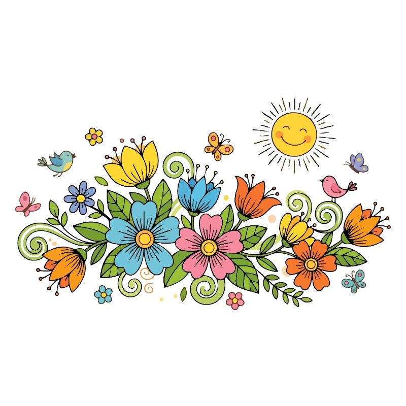 Jardin de fleurs sauvages sous un soleil joyeux et éclatant