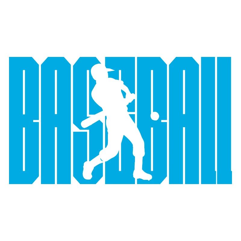 Baseball Swing Silhouette on Bold Blue Text