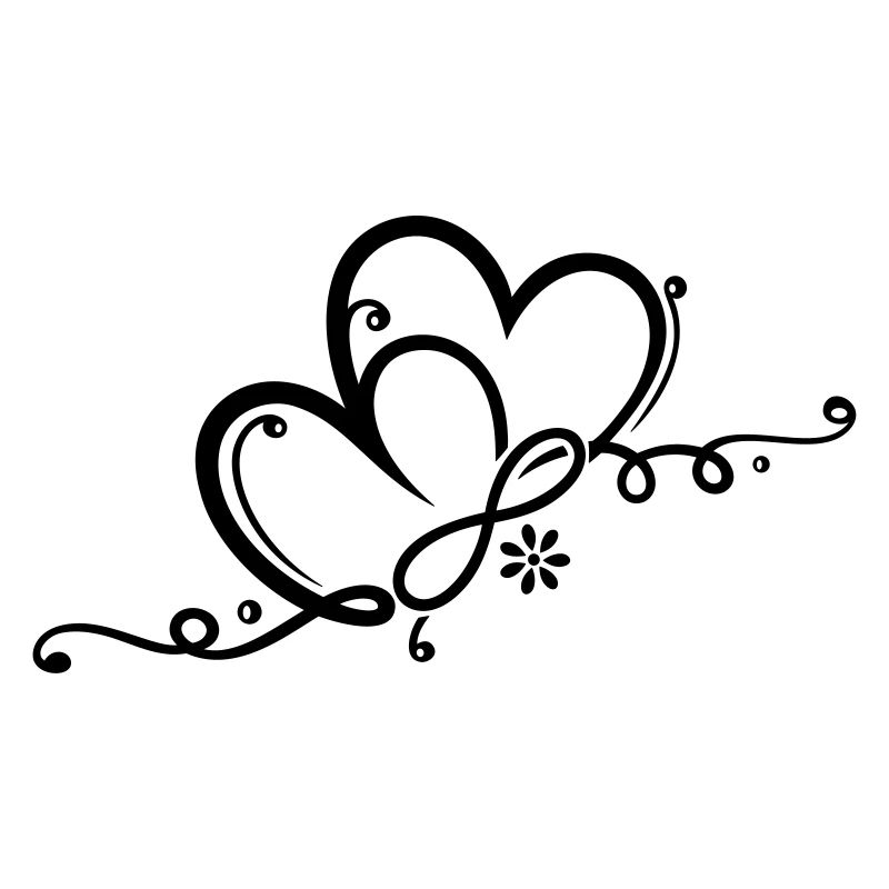 Zwei Herzen mit Blume und infinity
