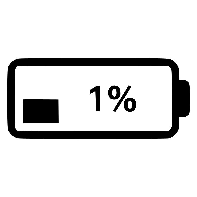 Battery symbol charge level 1%