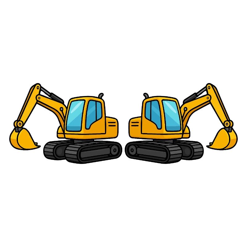 Silhouette de machine de construction double