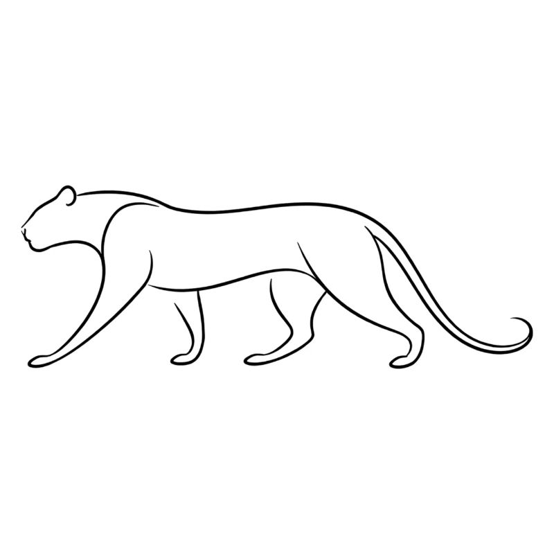 Silent Leopard Silhouette in Minimal Flowing Lines