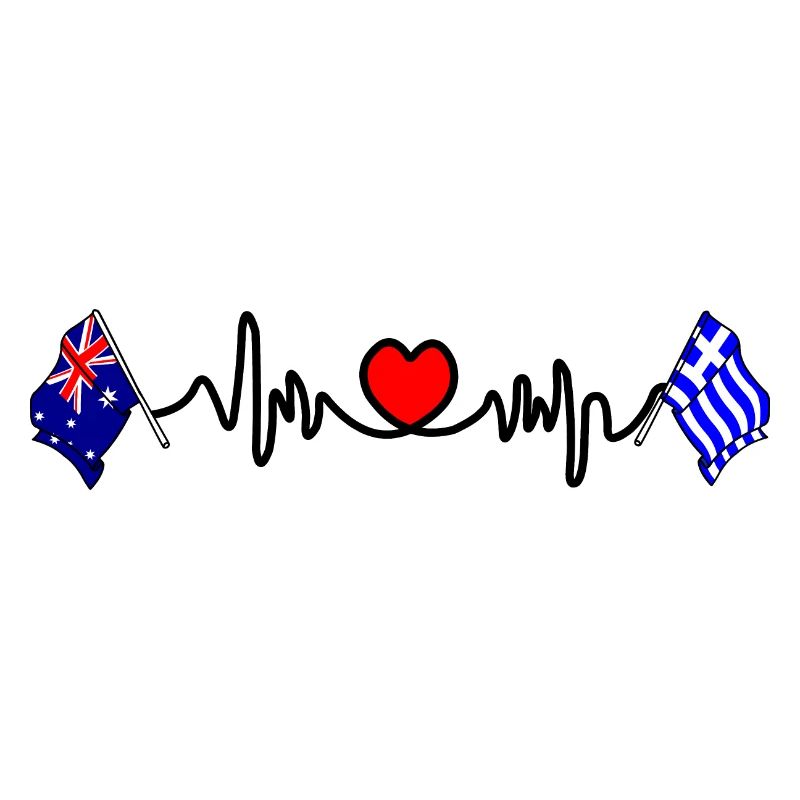 Cardio coeur avec drapeau Australie drapeau Grèce