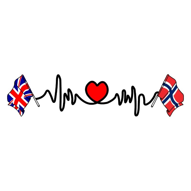 Cardio heart Drapeau Angleterre, drapeau Norvège