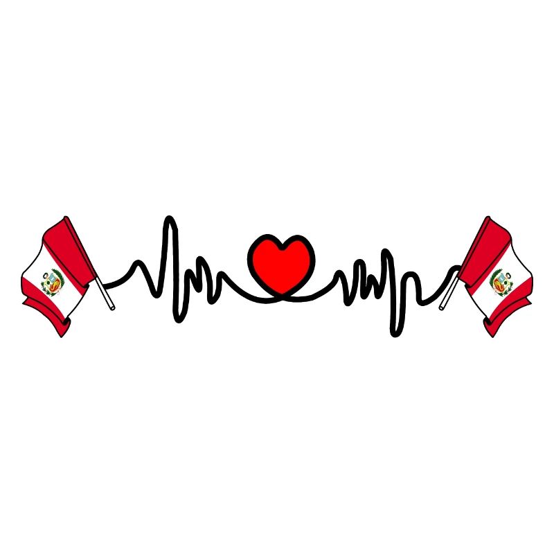 Cardio coeur avec drapeau Pérou