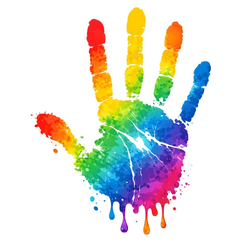 Motif aquarelle colorée à empreintes de main