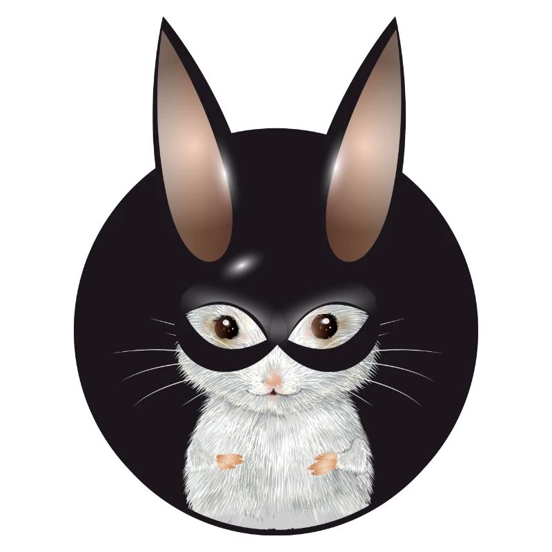 Souris blanche mignonne avec masque de lapin en patch