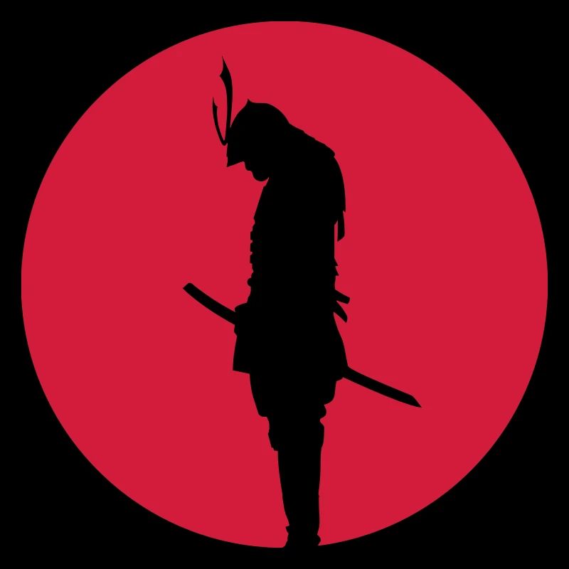 Japan Samurai Warrior - silhouette (Japan flag)