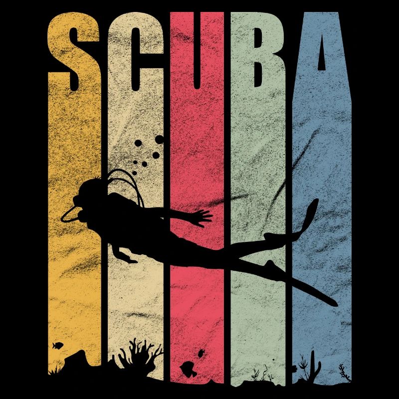 Vintage scuba diving for funny diver