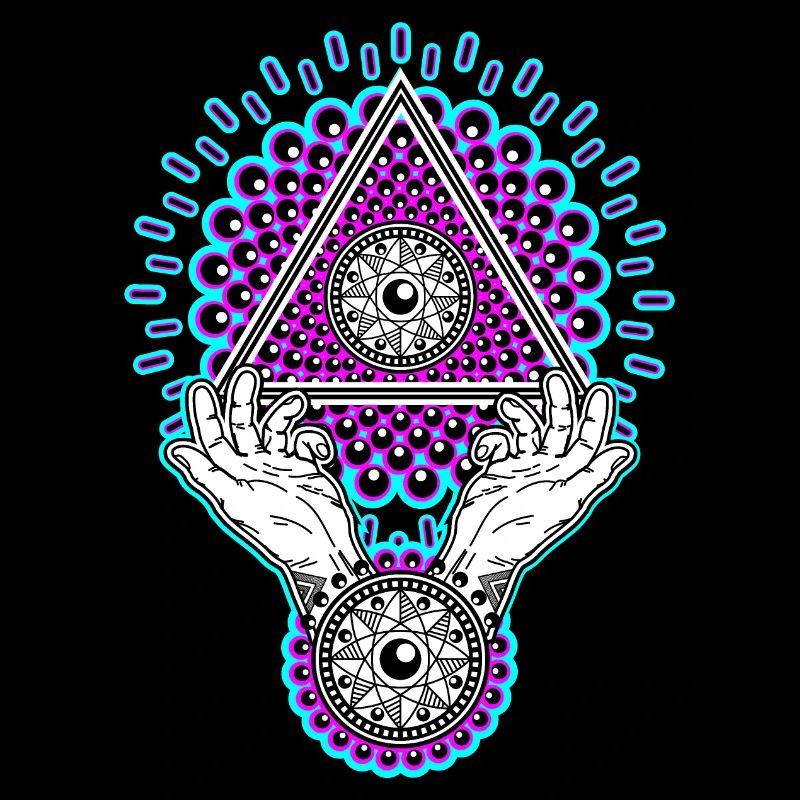 Néon Illuminati Pyramide 23 avec Aura, Lumière Noire