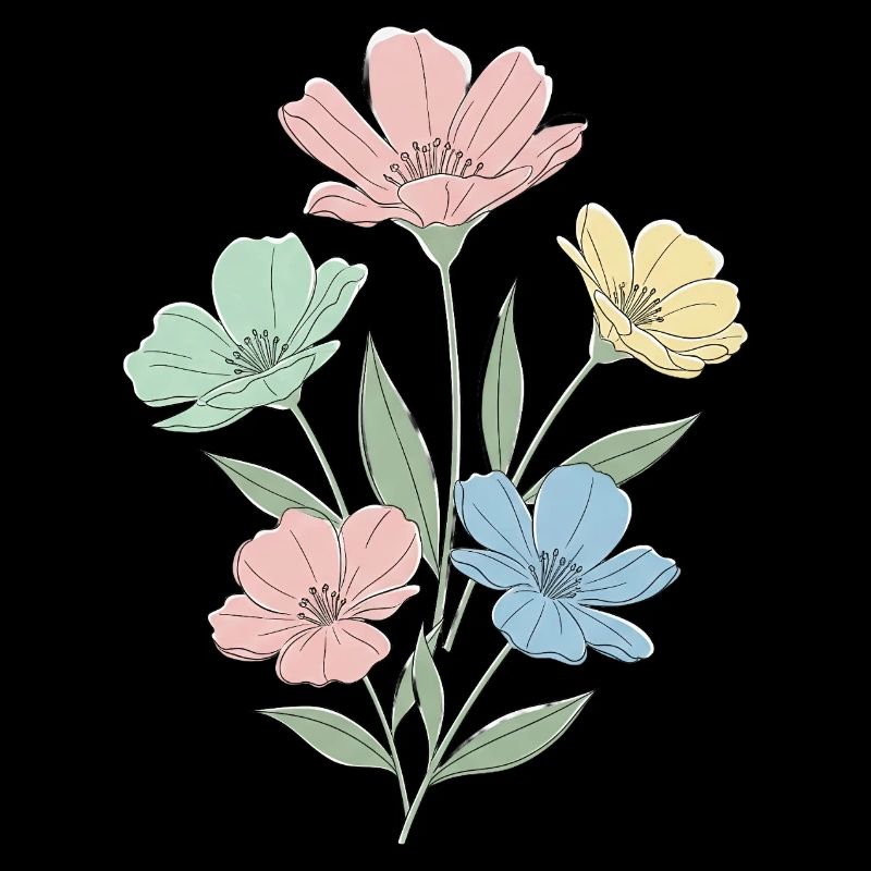 Pastellfarbene Blumen im Aquarellstil