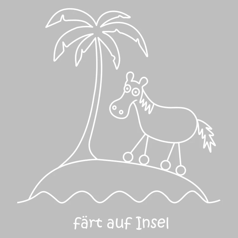 färt auf insel, färt mit Rädern, Palme, Pferd