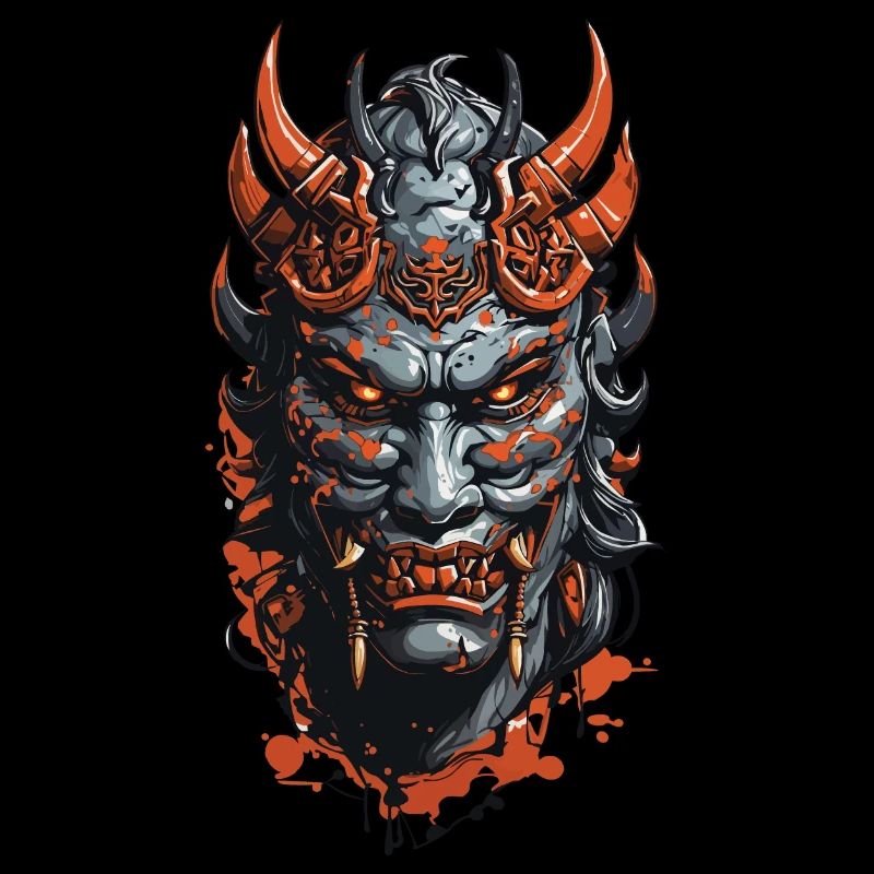 Dämonische Oni Maske Halloween Horror Design