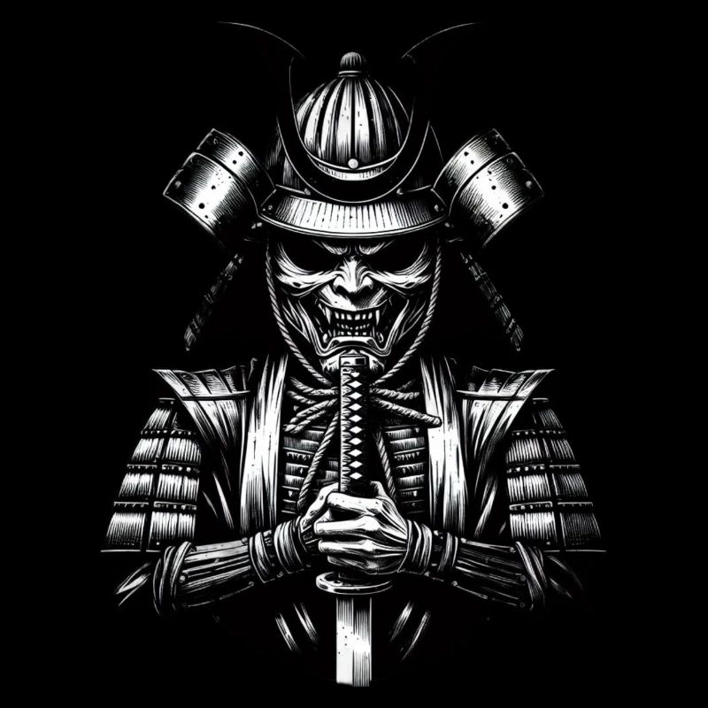 samouraï - graphique noir et blanc