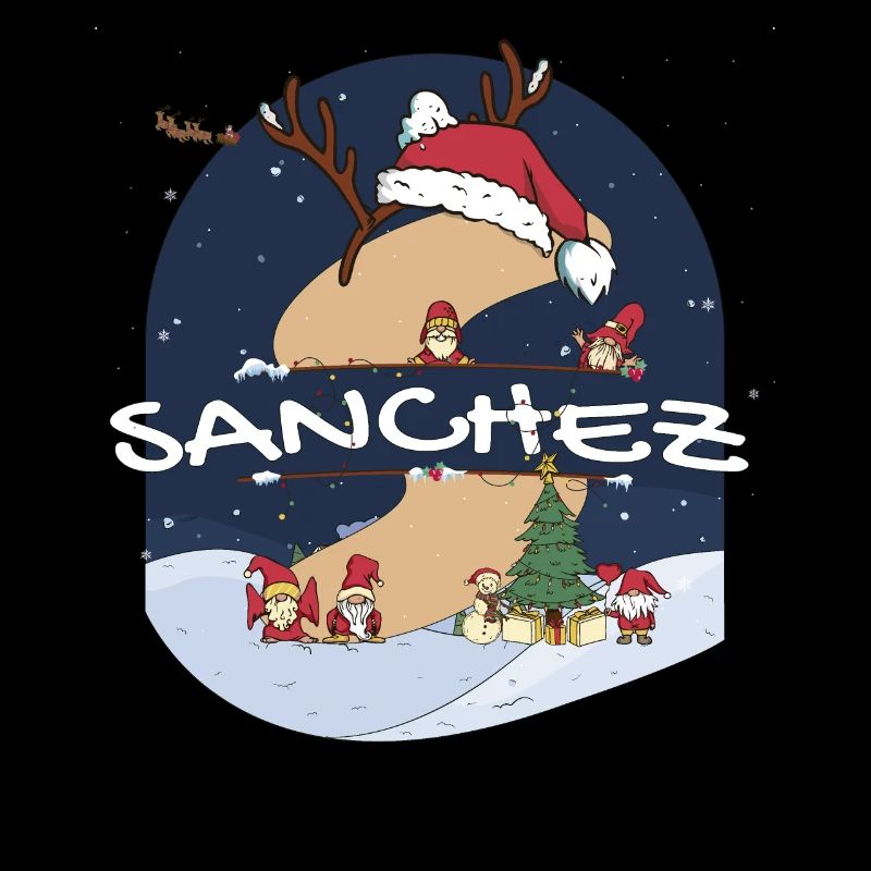Génial Sanchez nom w chapeau de père Noël dans le thème de Noël