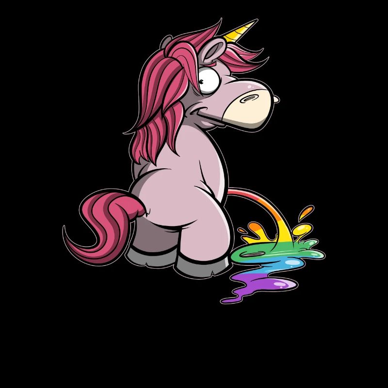 Unicorn makes pee in rainbow colors