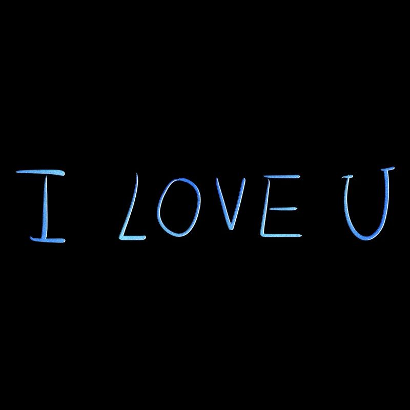 I love you text blue glitter