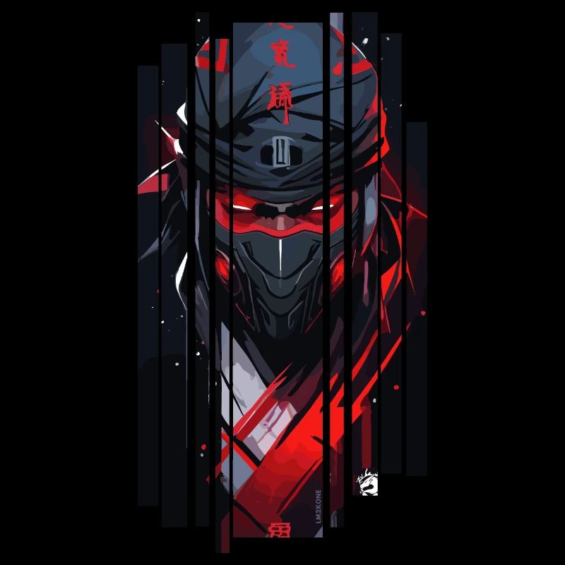 Cyborg Mann Ninja Kanji Rot
