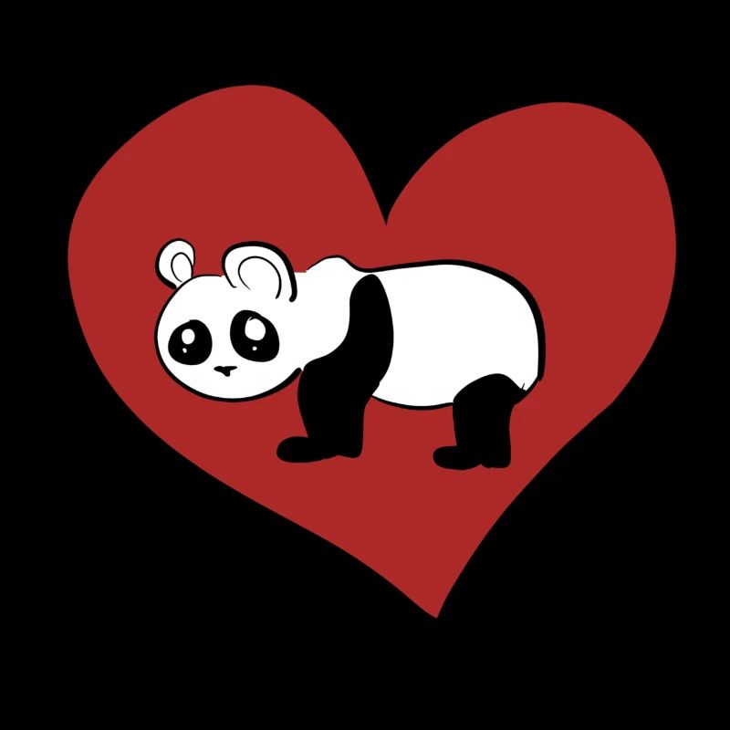 red panda cartoon heart love bear